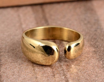 Gold Chunky Open Ring, Gold Plated Signet Ring, Chunky Dome Ring, Thick Signet Bubble Adjustable Ring, Handmade Ring, Minimalist