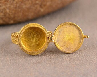Giftring aus Gold, Schachtelring, Geheimfachring, Pillendosenring, handgefertigter, zu öffnender Giftring, personalisierter Schmuck