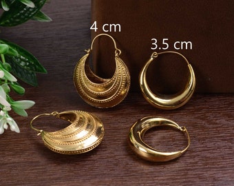 Gold Plated Chunky Hoop Earrings: Minimalist Bold Hoops