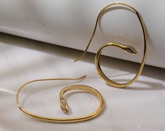 Gold Snake Hoop Earrings, Snake Earring, Hoop Earrings, Dainty Earrings, Snake Jewelry, Gift For Her