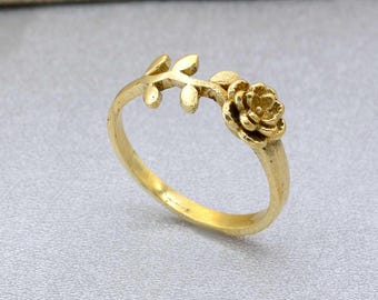 Gold Geburtsblume Ring, zierliche Geburtsblume Ring für Frauen mit Geburtsstein, personalisierte Geschenke, Minimalist, Geburtstagsgeschenk, Geschenk für Sie