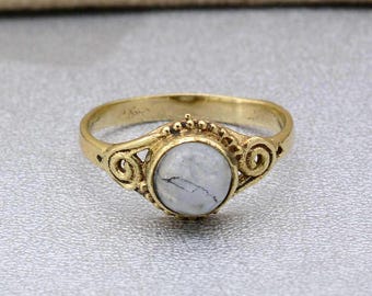Brass Moonstone Ring: Minimalist Gemstone Ring