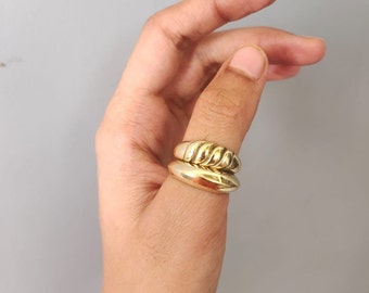 Gold Dome Ring, Croissant Ring, Twisted Dome Ring, Chunky Dome Ring, Thick Stacking Ring, Minimalist Jewelry, Dainty Ring