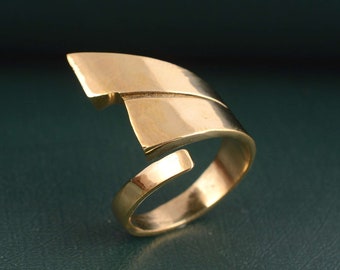 Brass Bypass Ring: Boho Statement Thumb Ring