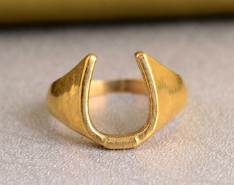 Horseshoe Signet Ring, Good Luck Ring ,Lucky Charm Ring