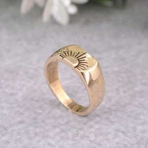 Gold Sun Engraved Ring, Sunwalker by Nishminimalist, Unisex Handmade ...