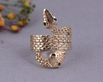 Vintage guld dubbel ormring: Öppen spiral djurring