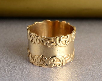 Gold Breitband Ring: Designer Hochzeit Verlobungsring