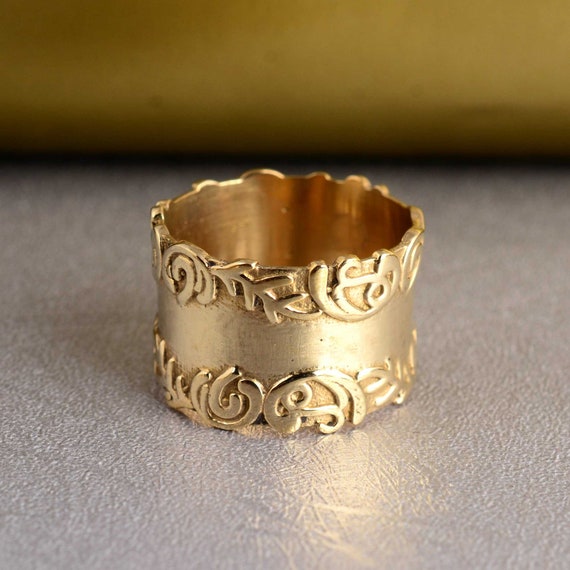 Wide Gold Ring Bands Buy Gold Wide Band Ring: Designer Wedding Engagement Ring Online In India 