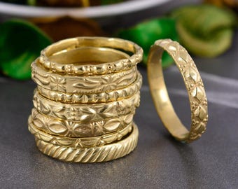 Dainty Gold Stackable Ring Set: Minimalist Stacking Bands