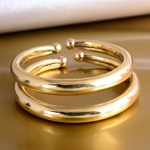 Open Cuff Bracelet, Gold Cuff Bangle, Gold Plated Bangle Bracelet, Open Bangle Bracelet, Adjustable Bracelet, Gift for Her