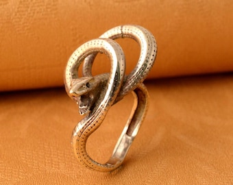 Vintage Gold Snake Ring: Serpent Spiral Jewelry