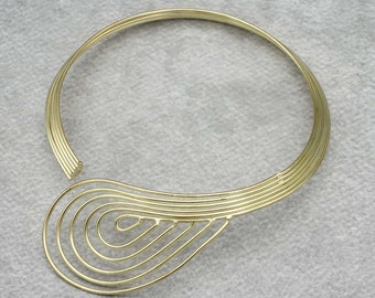 Gold Wire Neck Cuff: Rigid African Choker Necklace