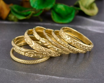 14k Gold Filled Stack Ring: Dainty Hammered Band