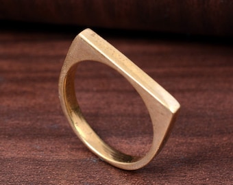 Chunky Bar Ring: Minimalist Geometric Signet Style