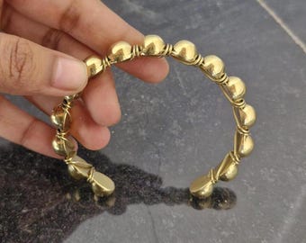 Chunky Gold Bangle: Geometric Modern Statement Cuff