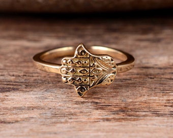 Hamsa ring, Tiny Hamsa Ring, Delicate Gold Ring, Super Thin Ring, Evil Eye Ring, Simple Gold Ring, Delicate Stackable Ring, Gift for Her