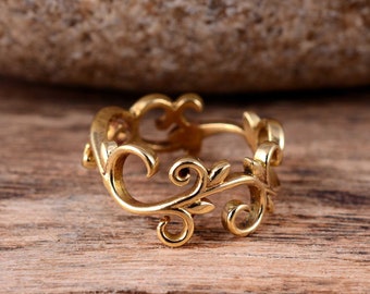 Gold Leaf Ring, Twig Ring, Leaf Ring, Cute Ring, Leaf Branch Ring, Twig Brach Band, Rings For Women, Minimalist Jewelry