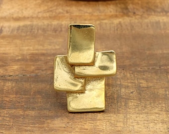 Gold adjustable modern geometric artisan sculptural bold minimalist open statement jewelry gift