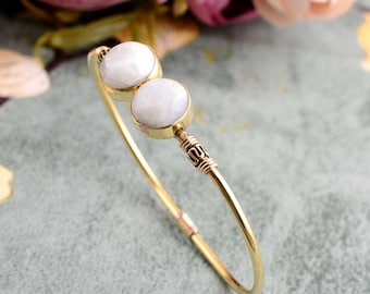 Handmade Moonstone Gold Bangle: Gemstone Bracelet