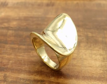 Modern Geometric Ring, Thick Bold Solid Minimalist Ring Statement Jewelry , Bohemian Gold Chunky Band Ring