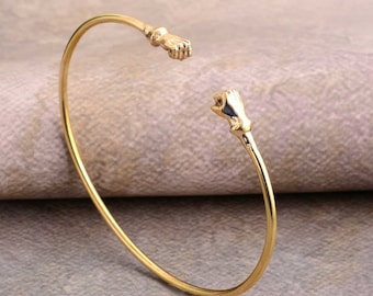 Gold Fist Ends Bangle: Handmade West Indian Cuff Bracelet