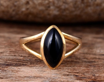Black Obsidian Gemstone Ring: Minimalist Boho Jewelry