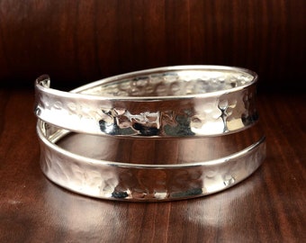 Minimalist Silver Upper Arm Cuff: Simple Arm Band Bracelet