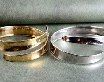 Adjustable Arm Cuff Bracelet: Gold/Silver Open Bangle