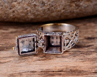 Silver Poison Ring, Box Ring, Secret Compartment Ring, Pill Box Ring, Handmade Openable Poisoner Ring, Personalized Jewelry