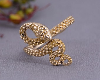 Vintage Gold Snake Ring: Adjustable Spiral Jewelry