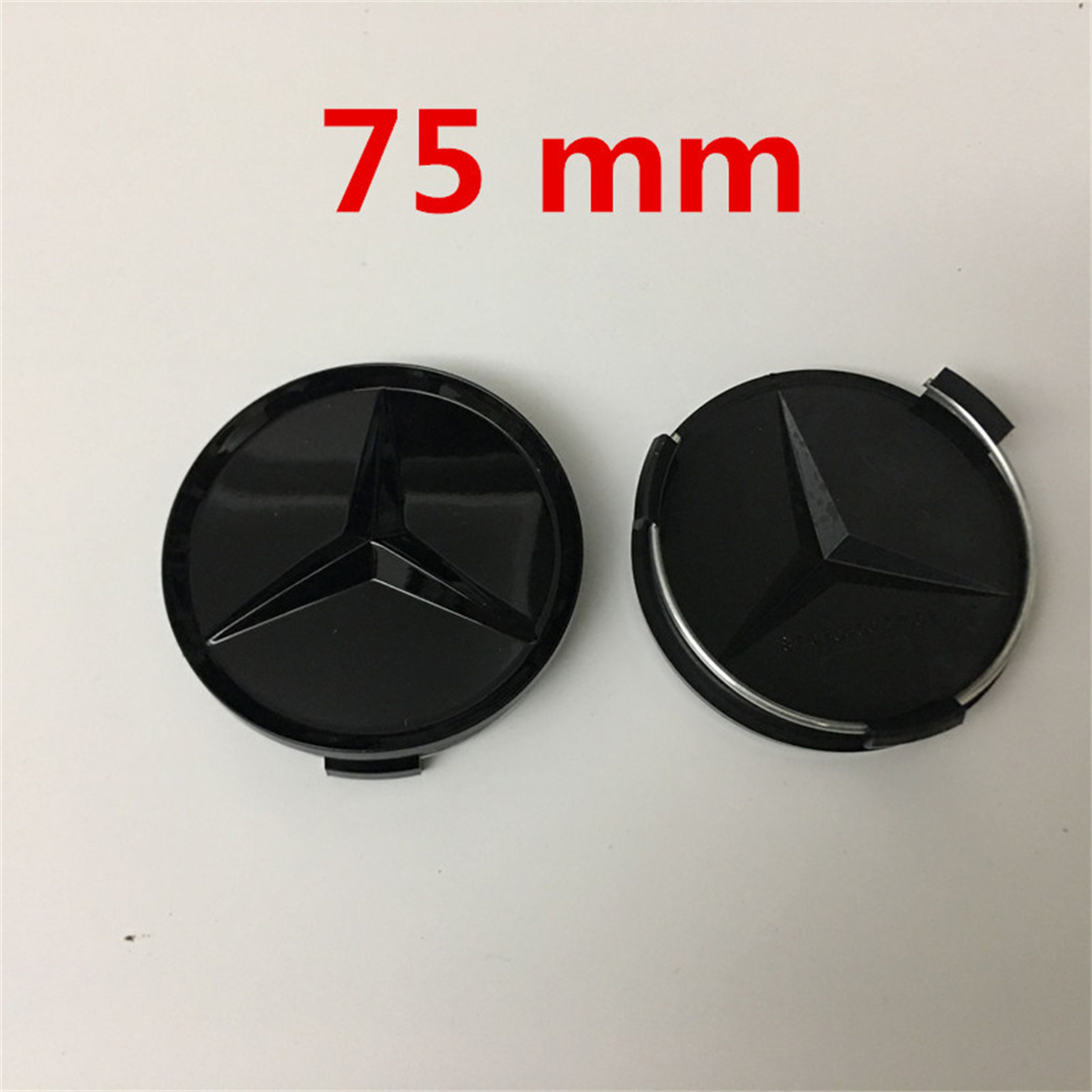 thumbnail image 2 of 4-Pack 75mm Blue Chrome Center Caps For Mercedes-Benz – Easy Install Hub Covers 2 of 6