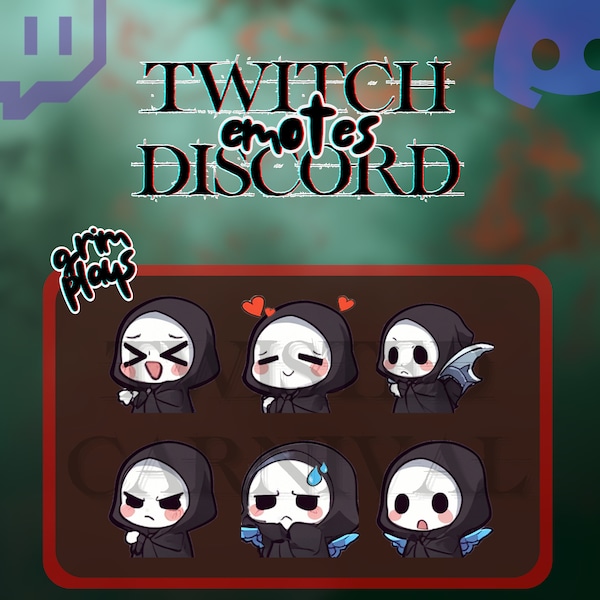 Grim Plays Twitch/Discord Emote Pack - High Quality - Digital Download - Commercial Use