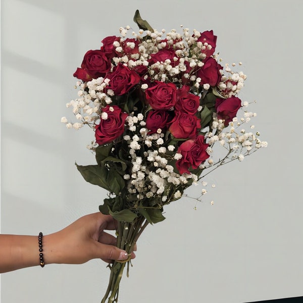 Dry roses are naturally dry roses and flowers, Mother's Day, flower bouquets, perfect gifts, home decoration, weddings,