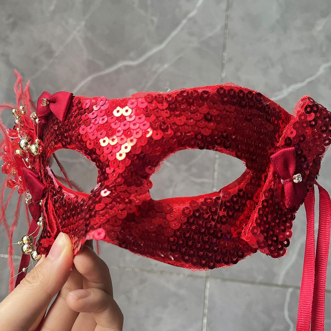 Red Sequins Masquerade Mask-sparkling Venetian Carnival Mask-elegant ...