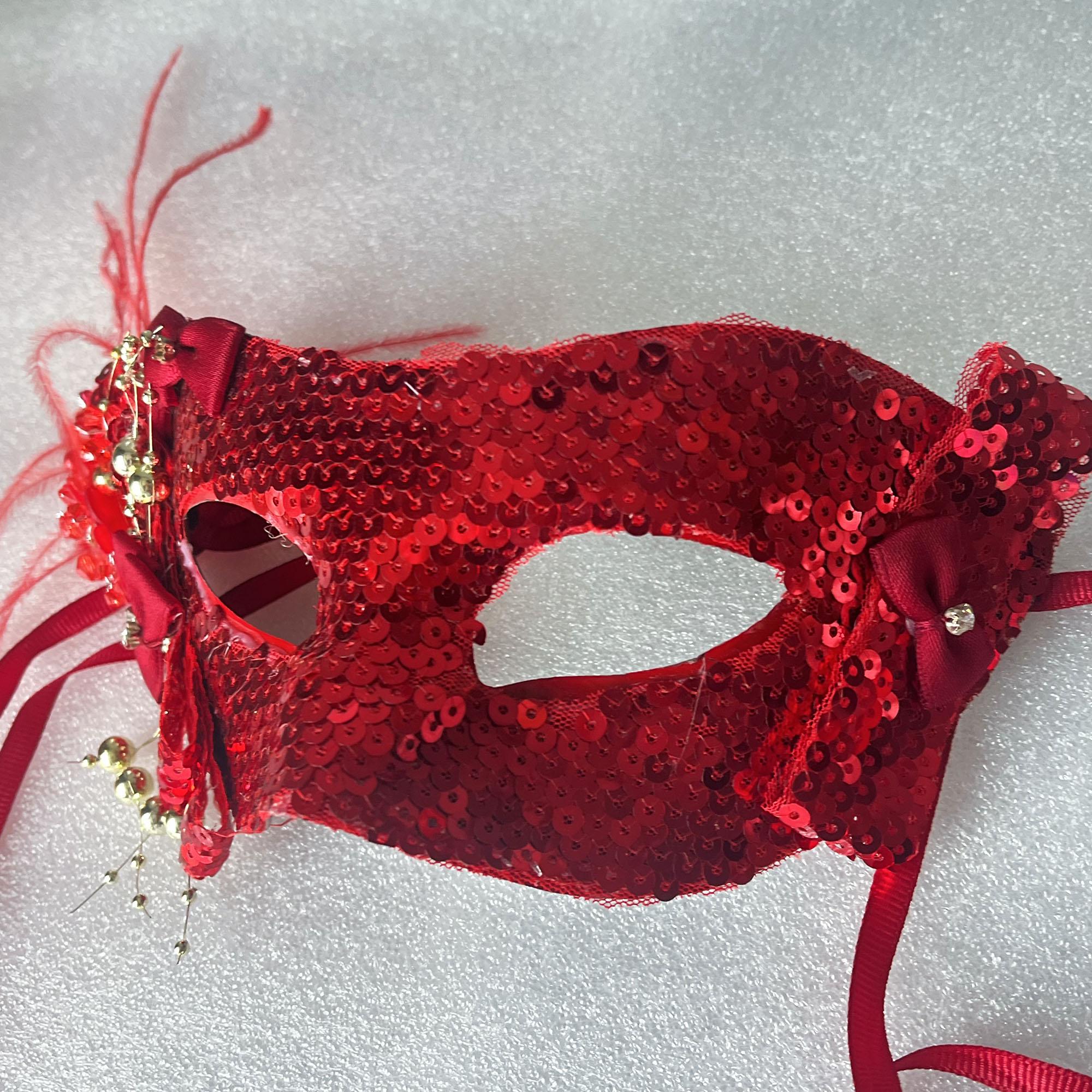 Red Sequins Masquerade Mask-sparkling Venetian Carnival Mask-elegant ...