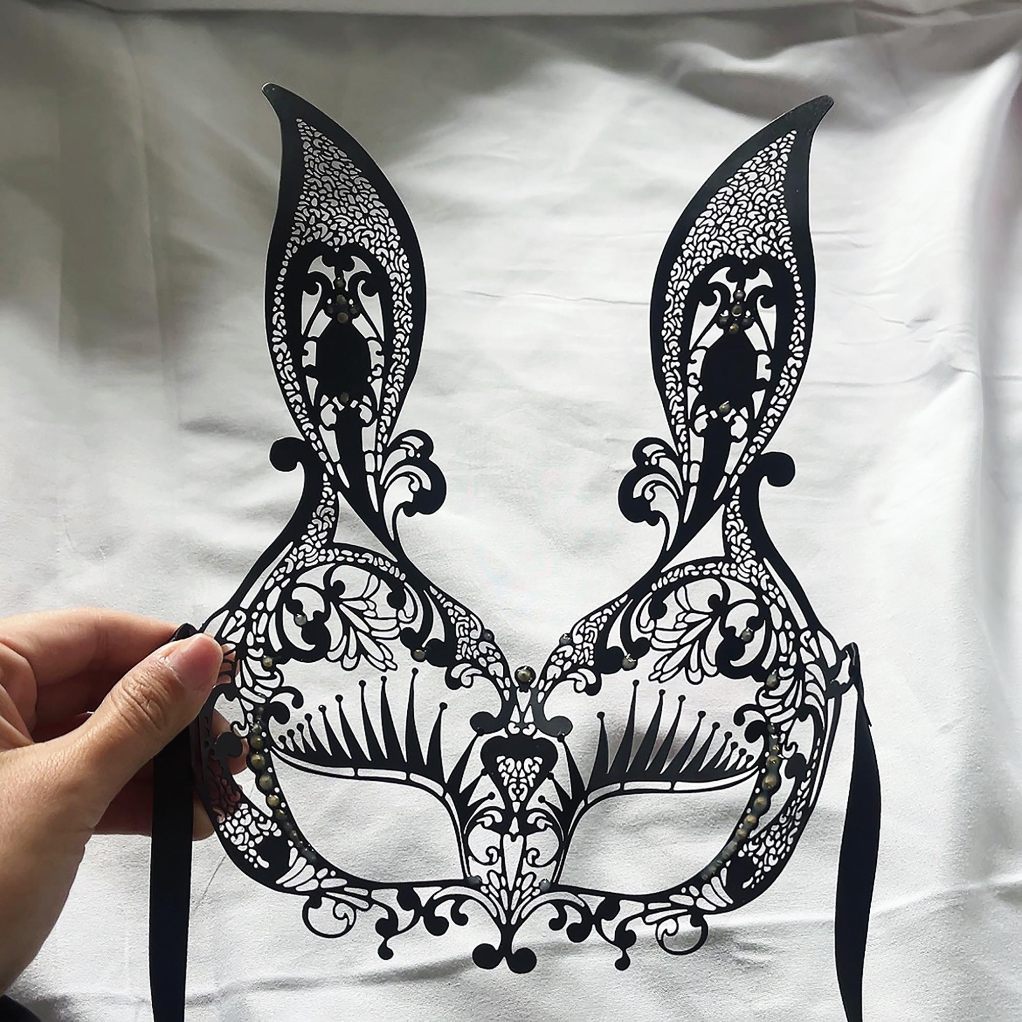Rabbit Cut Mask, Rabbit Mask, Masquerade Mask, Black Background Mask ...