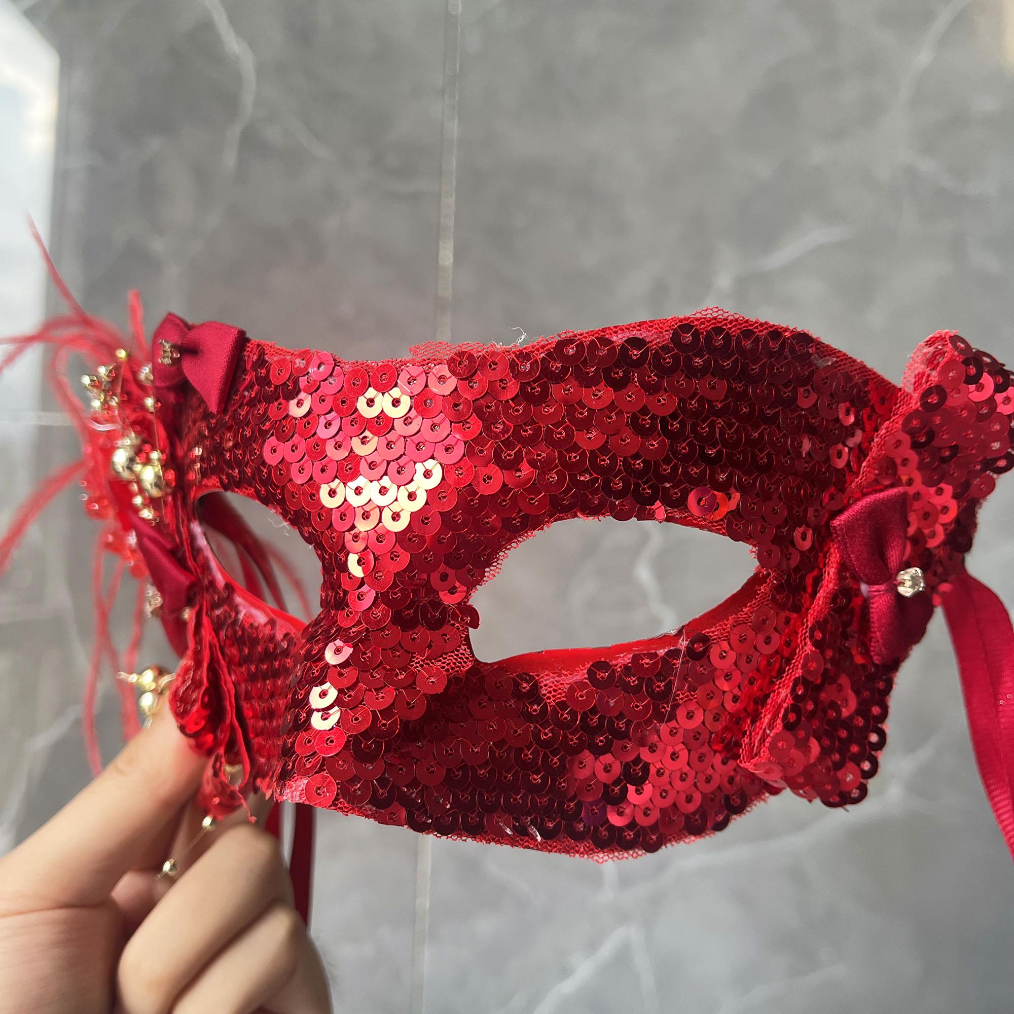 Red Sequins Masquerade Mask-sparkling Venetian Carnival Mask-elegant ...