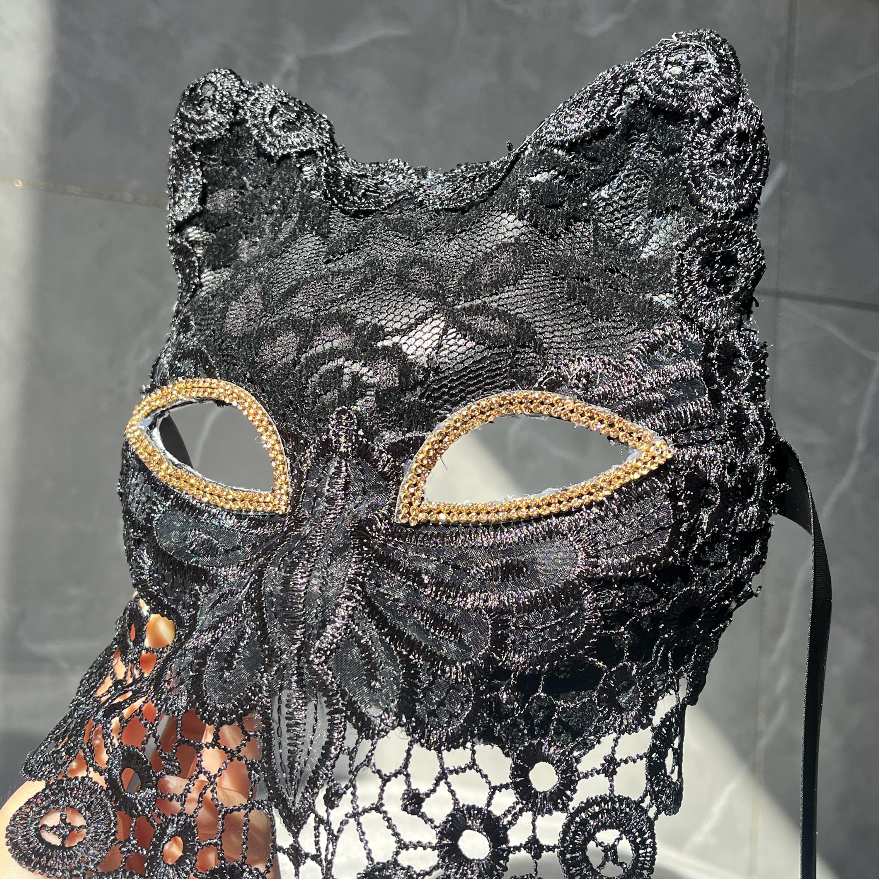 Black 3mask - Mysterious Cat Party Mask -masquerade Mask - Halloween ...