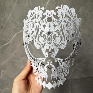 Schädel Metal Maske für Männer, Gothic Eisen Gesichtsmaske, Heavy Metal Cosplay Maske, Halloween Skelett Maske, Festival Rave Maske, Geschenk für ihn