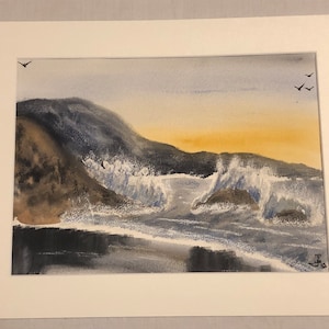 Coastal scene water colour