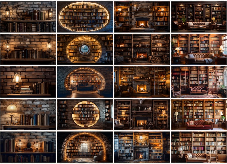 50 Bookshelf Zoom Backgrounds Realistic Virtual Backdrops Etsy