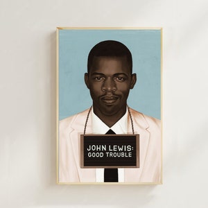 John Lewis: Good Trouble (2020) - Impressão de arte de pôster de filme (estilo regular), decoração para casa, pôster de arte para presente, pôster de tela