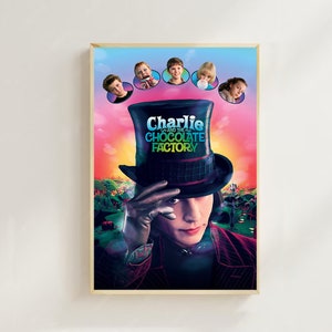 Charlie e a Fábrica de Chocolate - Impressão de pôster de filme, decoração para casa, pôster de arte para presente, arte de filme vintage, pôster em tela