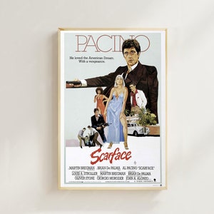 Scarface (1983)--Pôster de filme (estilo regular) Impressão artística, decoração para casa, pôster de arte para presente, arte de filme vintage, pôster em tela