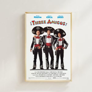 Three Amigos! (1986)--Impressão de pôster de filme, decoração para casa, pôster de arte para presente, arte de filme vintage, pôster de tela