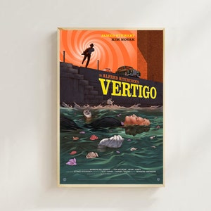 Vertigo - Impressão de arte de pôster de filme (estilo regular), decoração para casa, pôster de arte para presente, pôster de tela