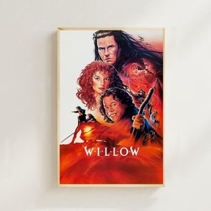 Willow (1988) - Cartaz de filme (estilo regular) impressões de arte, decoração para casa, pôster de arte para presente, arte de filme vintage, pôster de tela