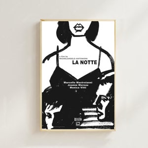 La Notte (1961)--Impressão de pôster de filme, decoração para casa, pôster de arte para presente, arte de filme vintage, pôster de tela