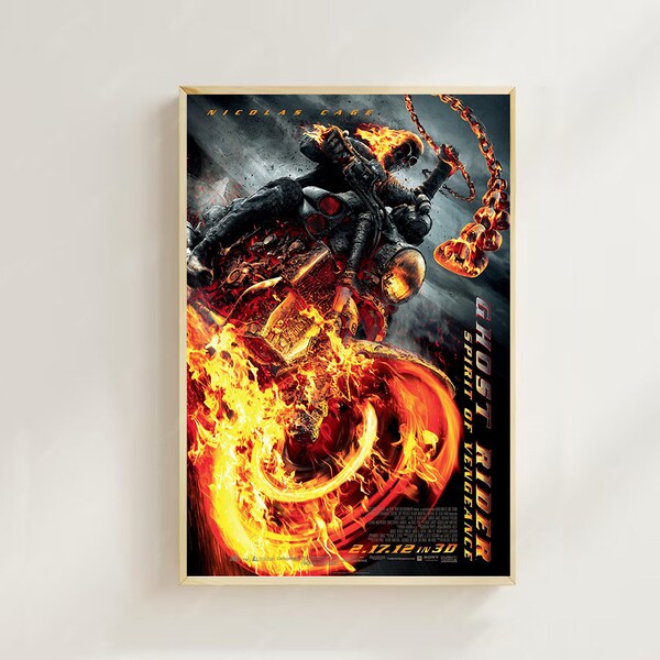 Ghost Rider  Spirit of Vengeance (2011)--Movie  Poster(Regular Style) Art Prints,Home Decor,Vintage Movie Poster,Canvas Poster